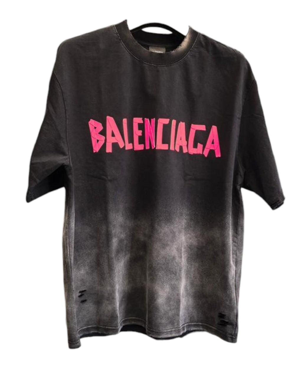 T-shirt effet usé gris et rose Balenciaga