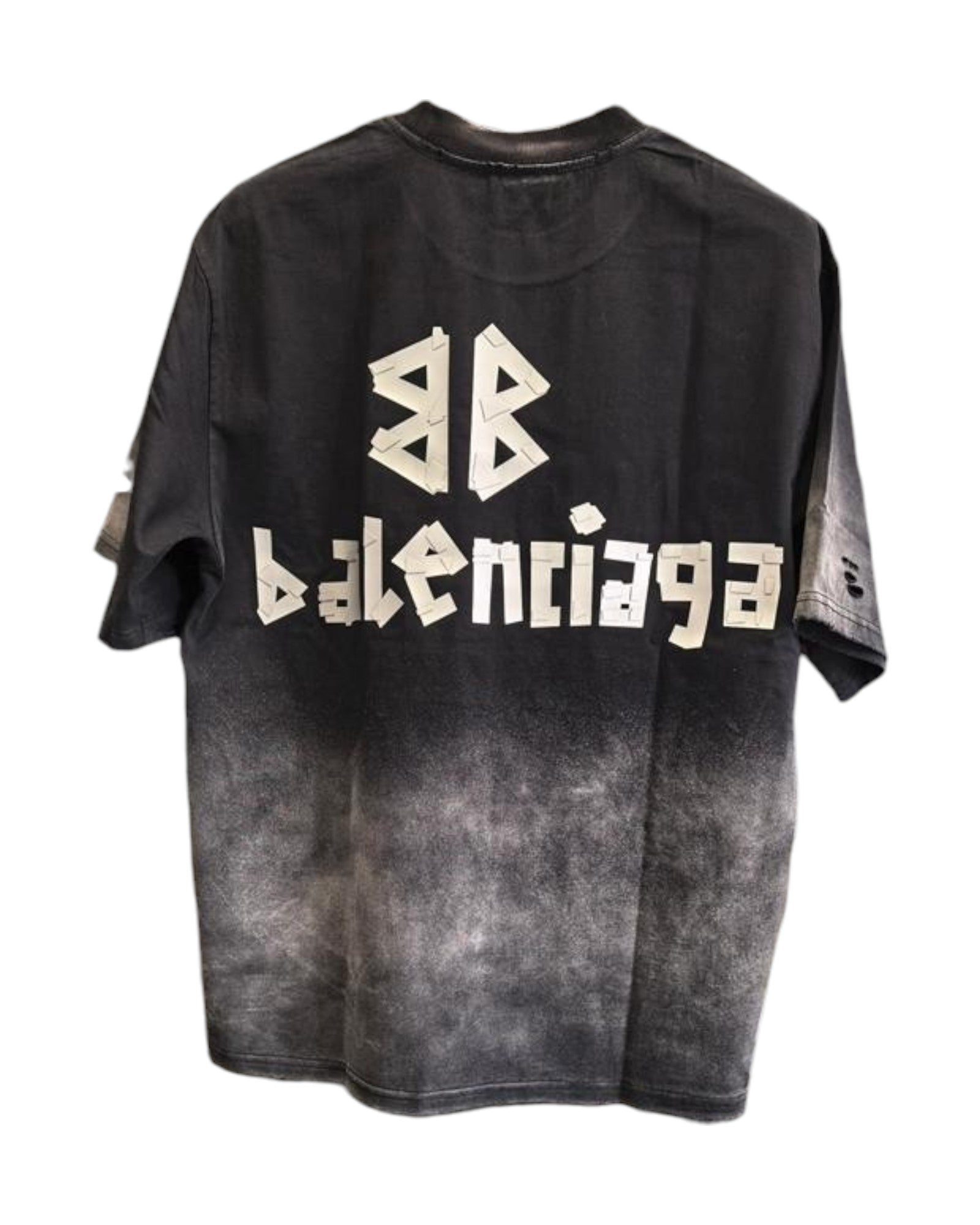 T-shirt effet usé gris et blanc Balenciaga