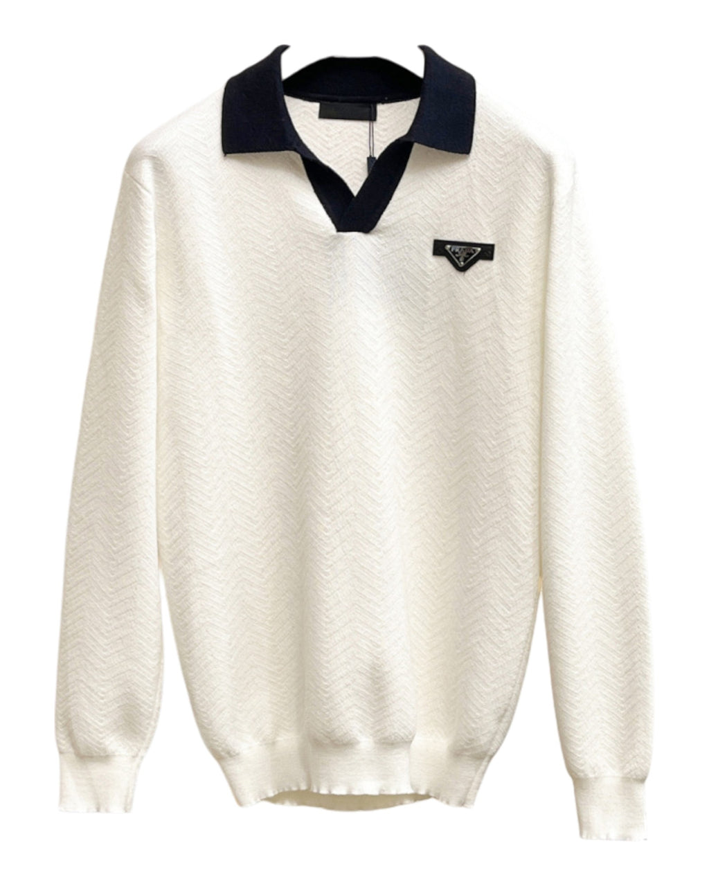Sweat-shirt en col V blanc Prada