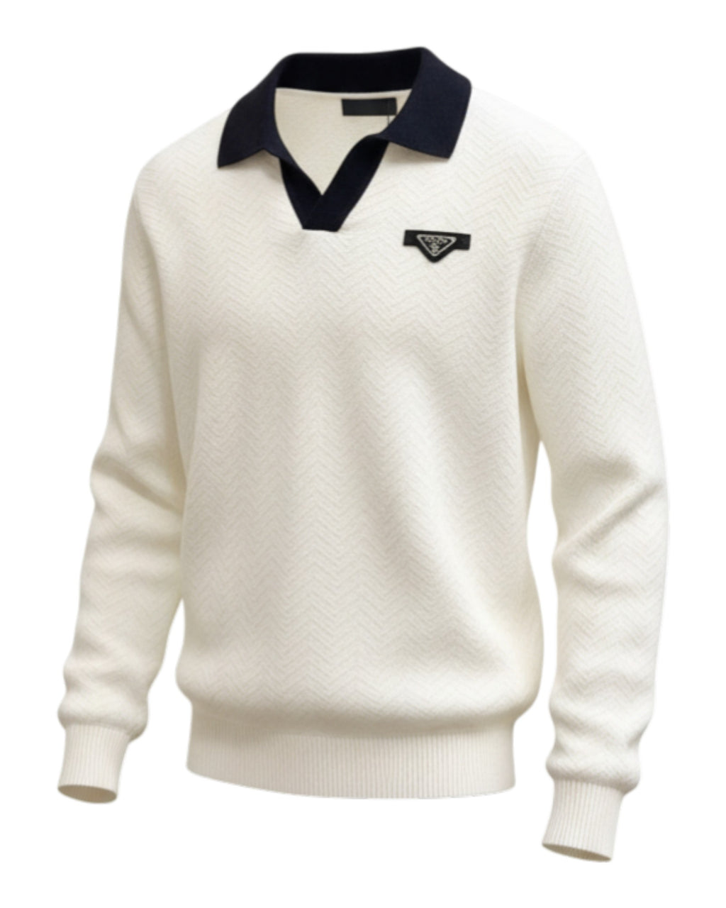 Sweat-shirt en col V blanc Prada