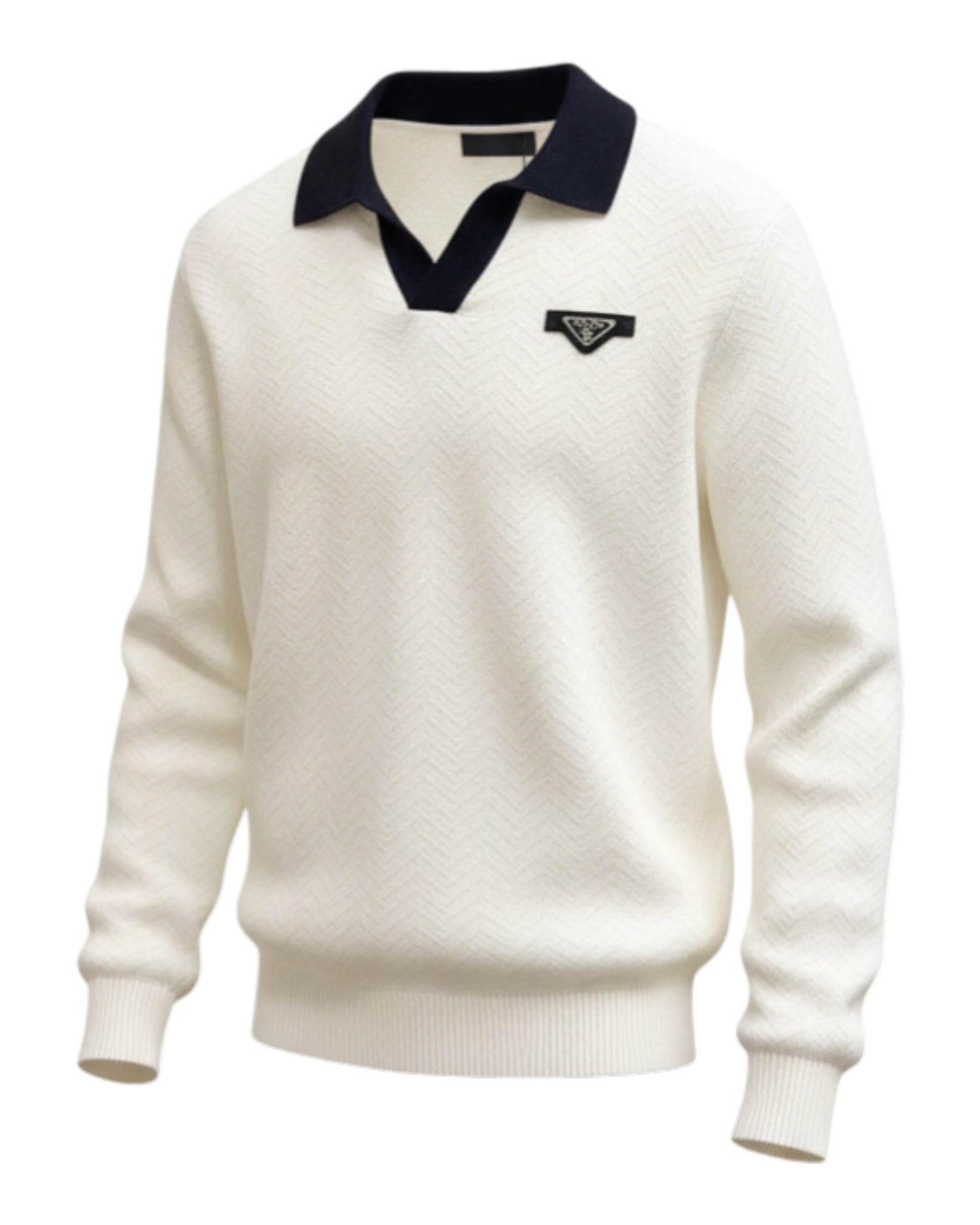 Sweat-shirt en col V blanc Prada