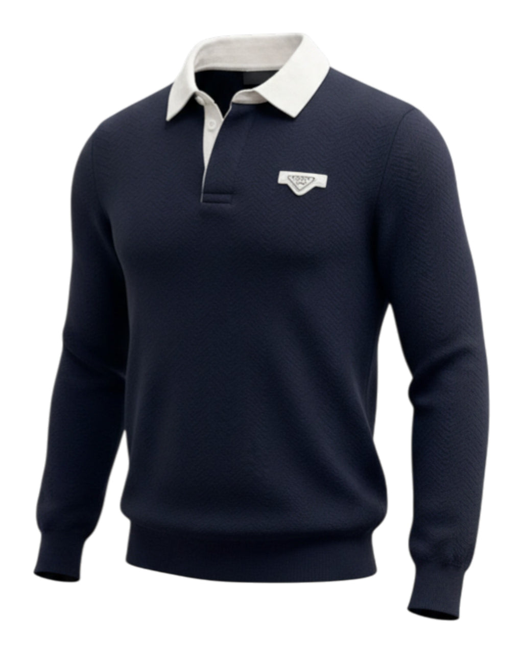Sweat-shirt en col V bleu nuit Prada