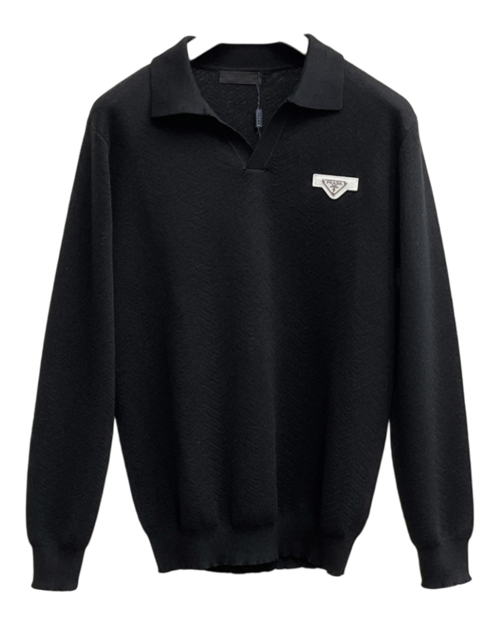 Sweat-shirt en col V noir Prada
