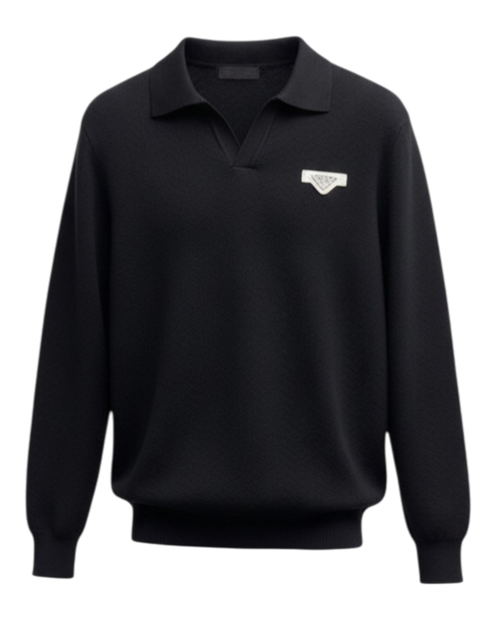 Sweat-shirt en col V noir Prada
