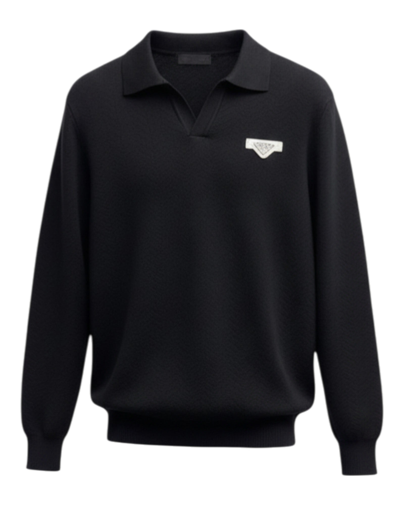 Sweat-shirt en col V noir Prada