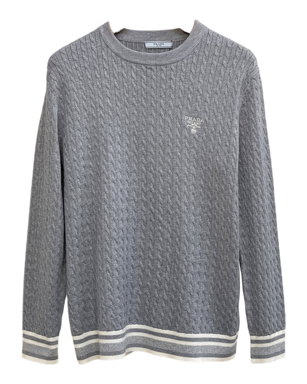 Sweat-shirt en maille gris Prada