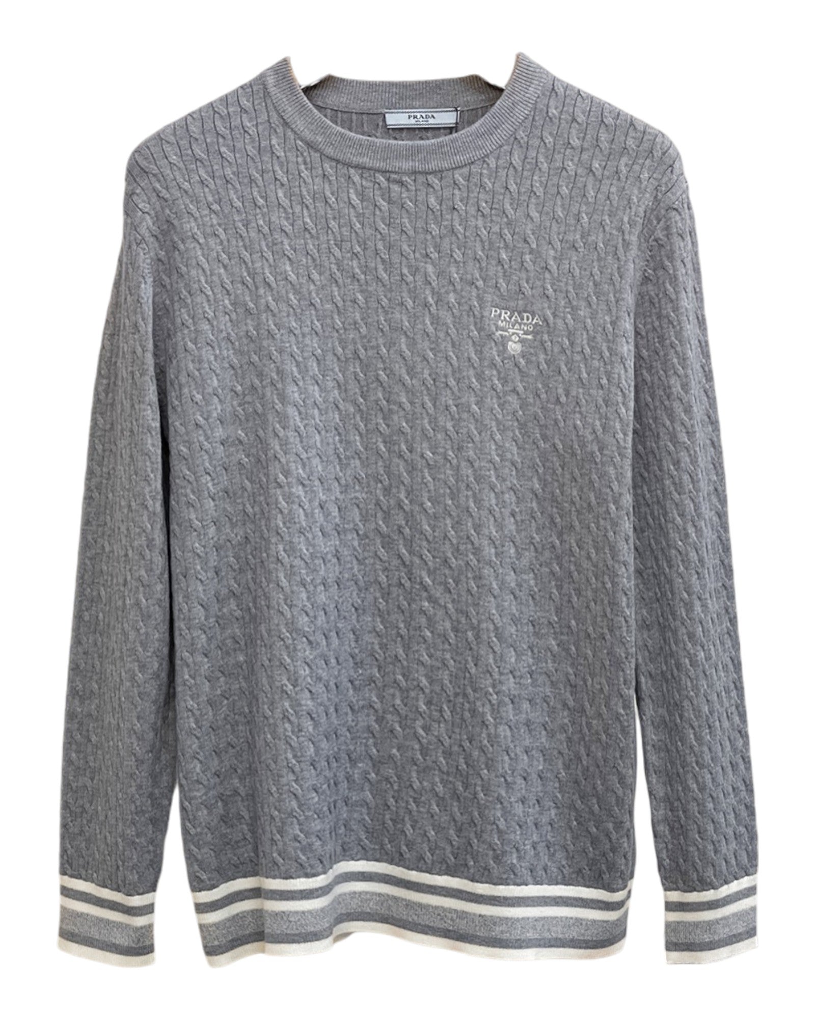 Sweat-shirt en maille gris Prada
