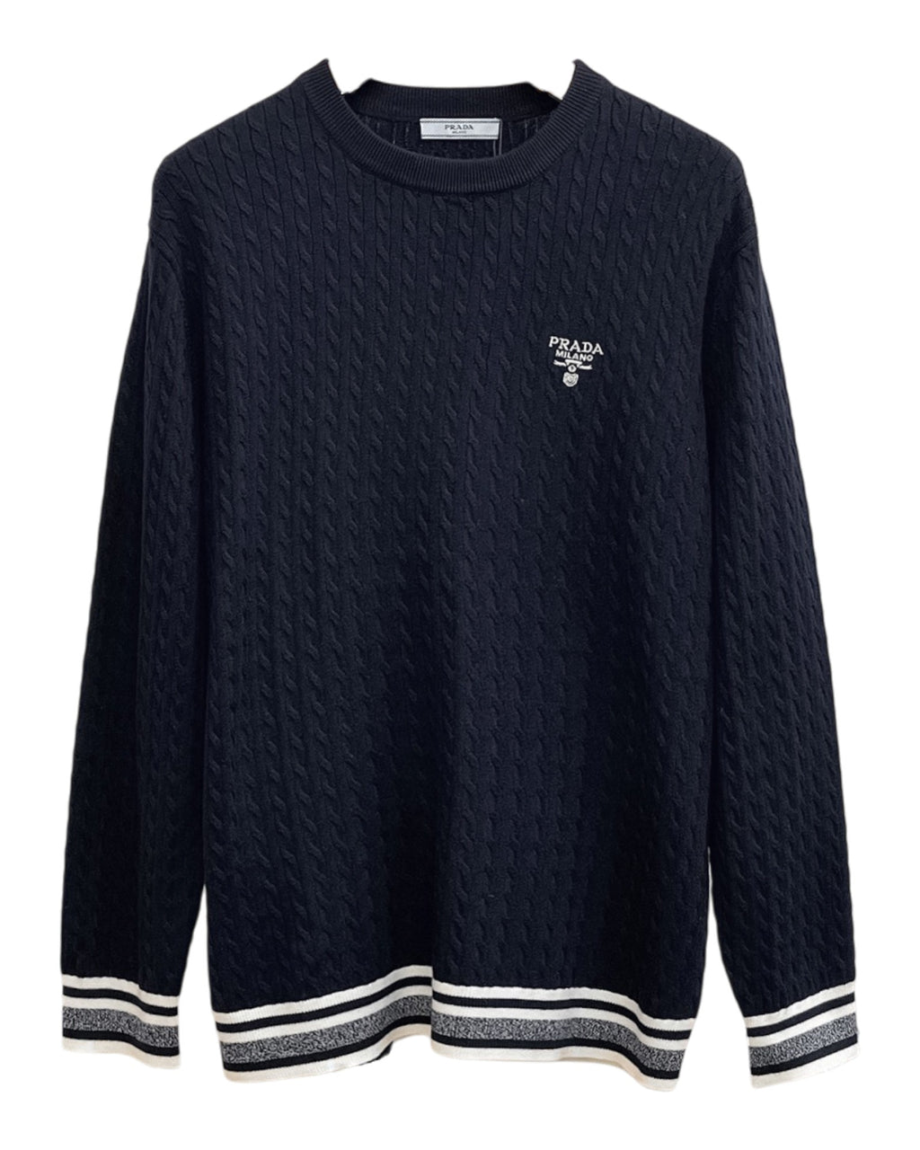 Sweat-shirt en maille bleu nuit Prada