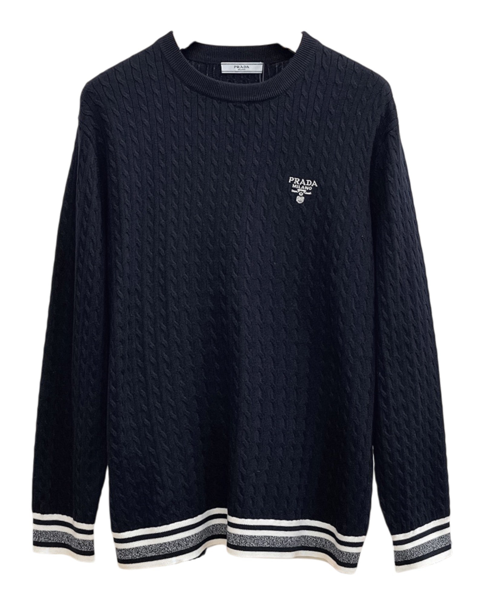 Sweat-shirt en maille bleu nuit Prada