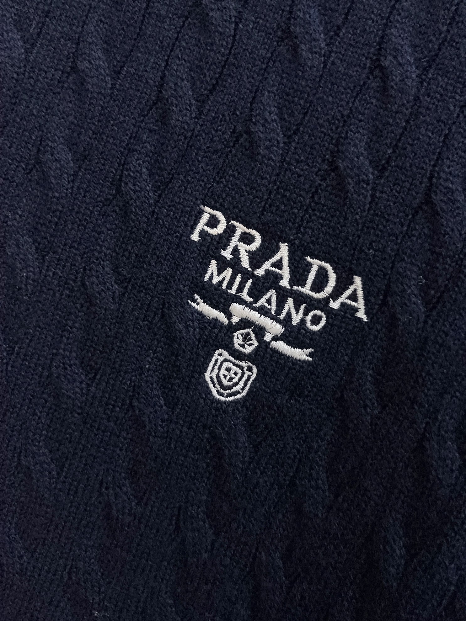 Sweat-shirt en maille bleu nuit Prada