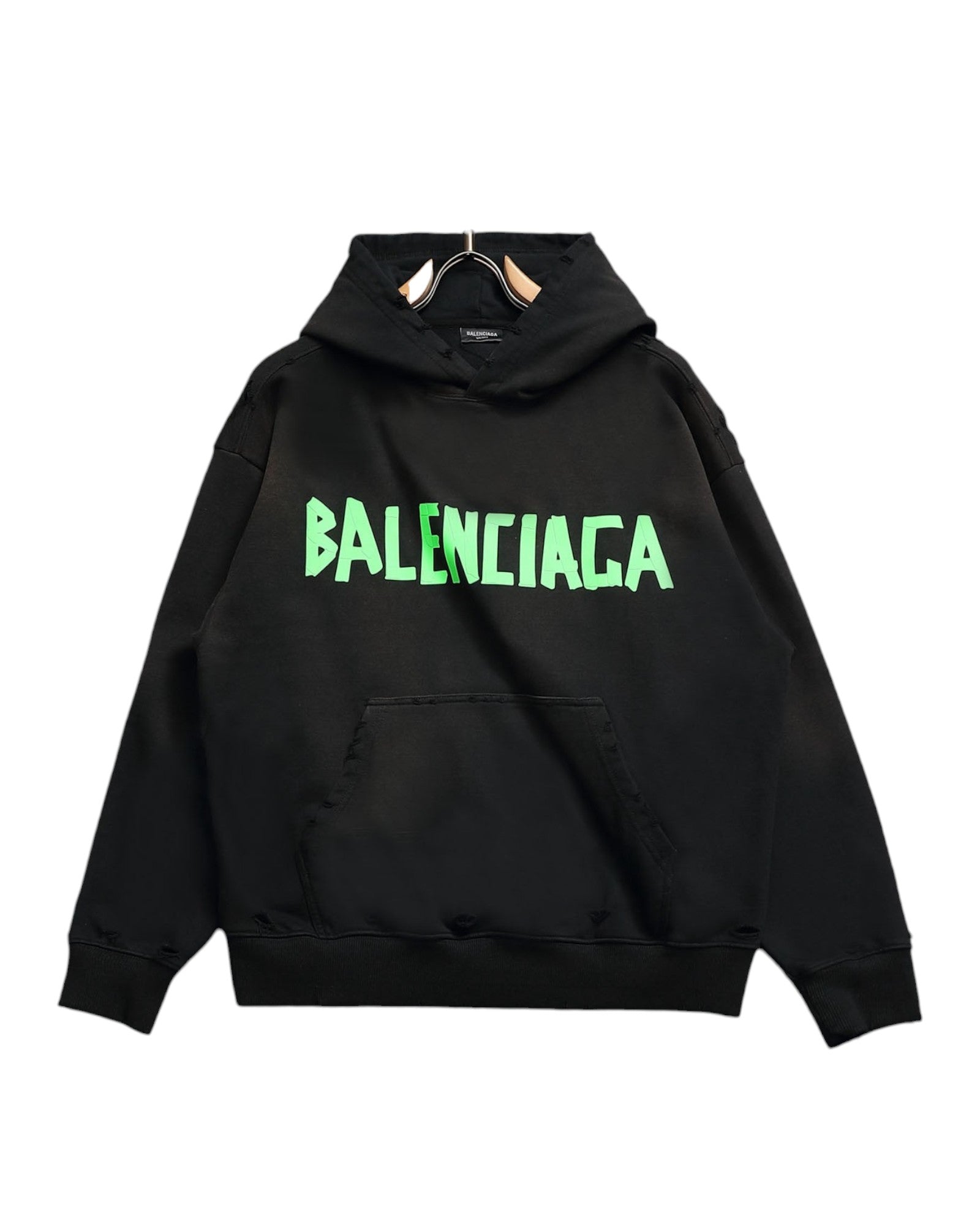 Sweat a capuche noir et vert Balenciaga