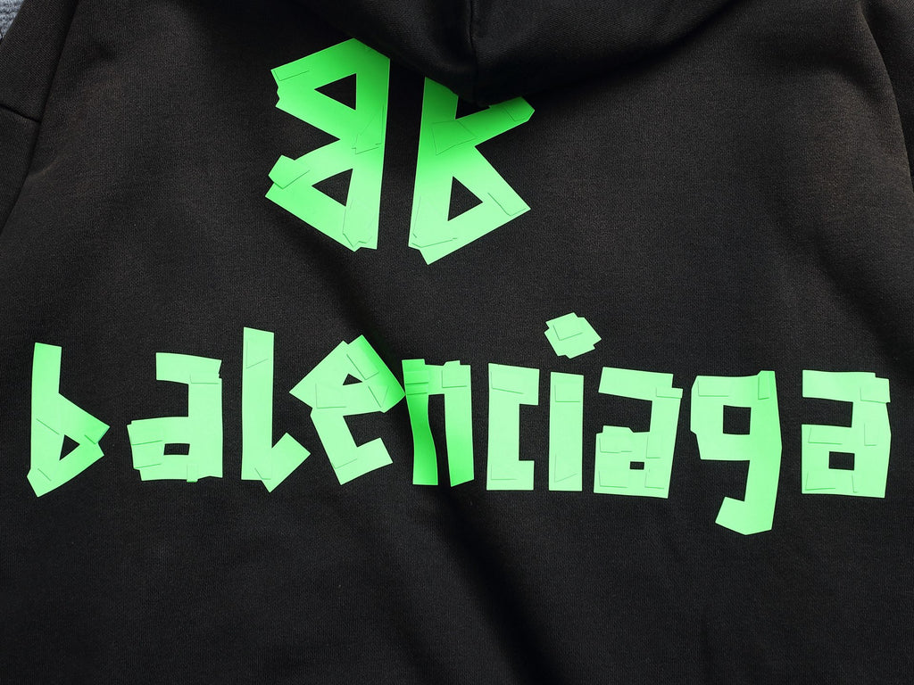 Sweat a capuche noir et vert Balenciaga