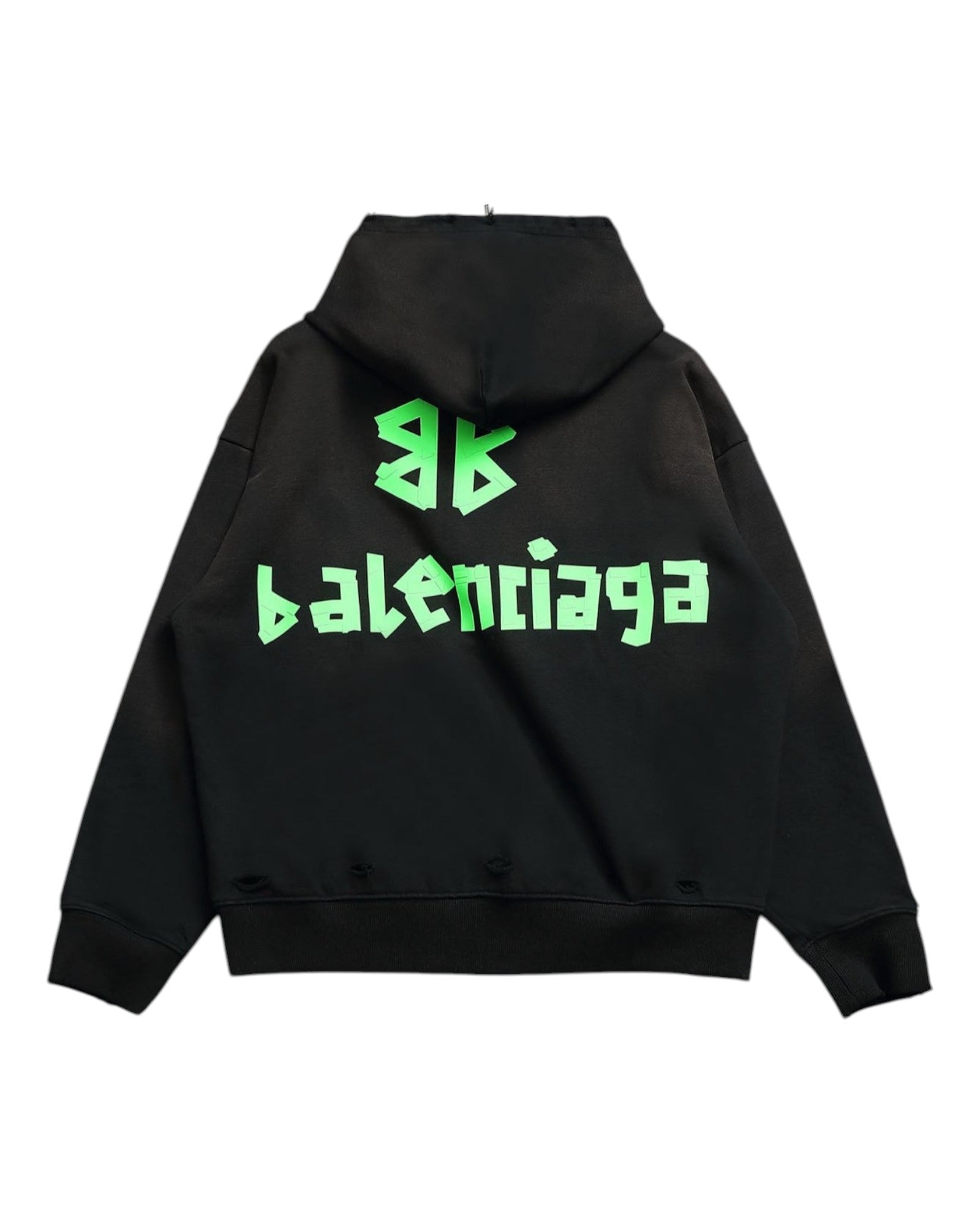 Sweat a capuche noir et vert Balenciaga