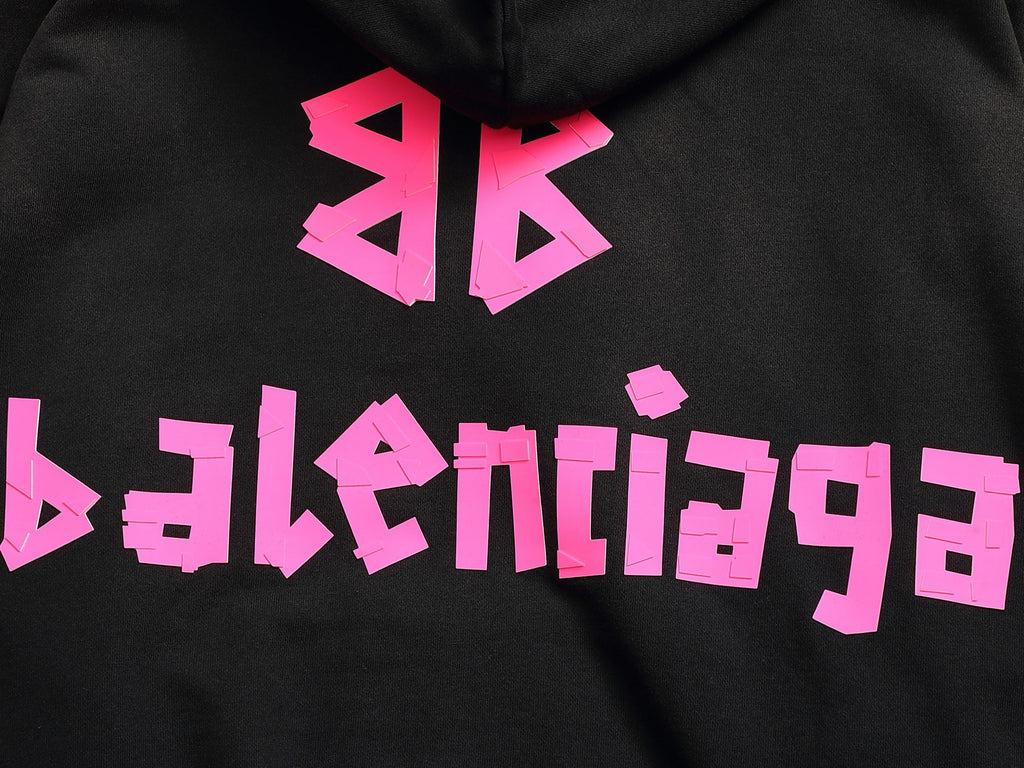 Sweat a capuche noir et rose Balenciaga