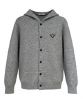 Sweat à capuche et à bouton gris Prada