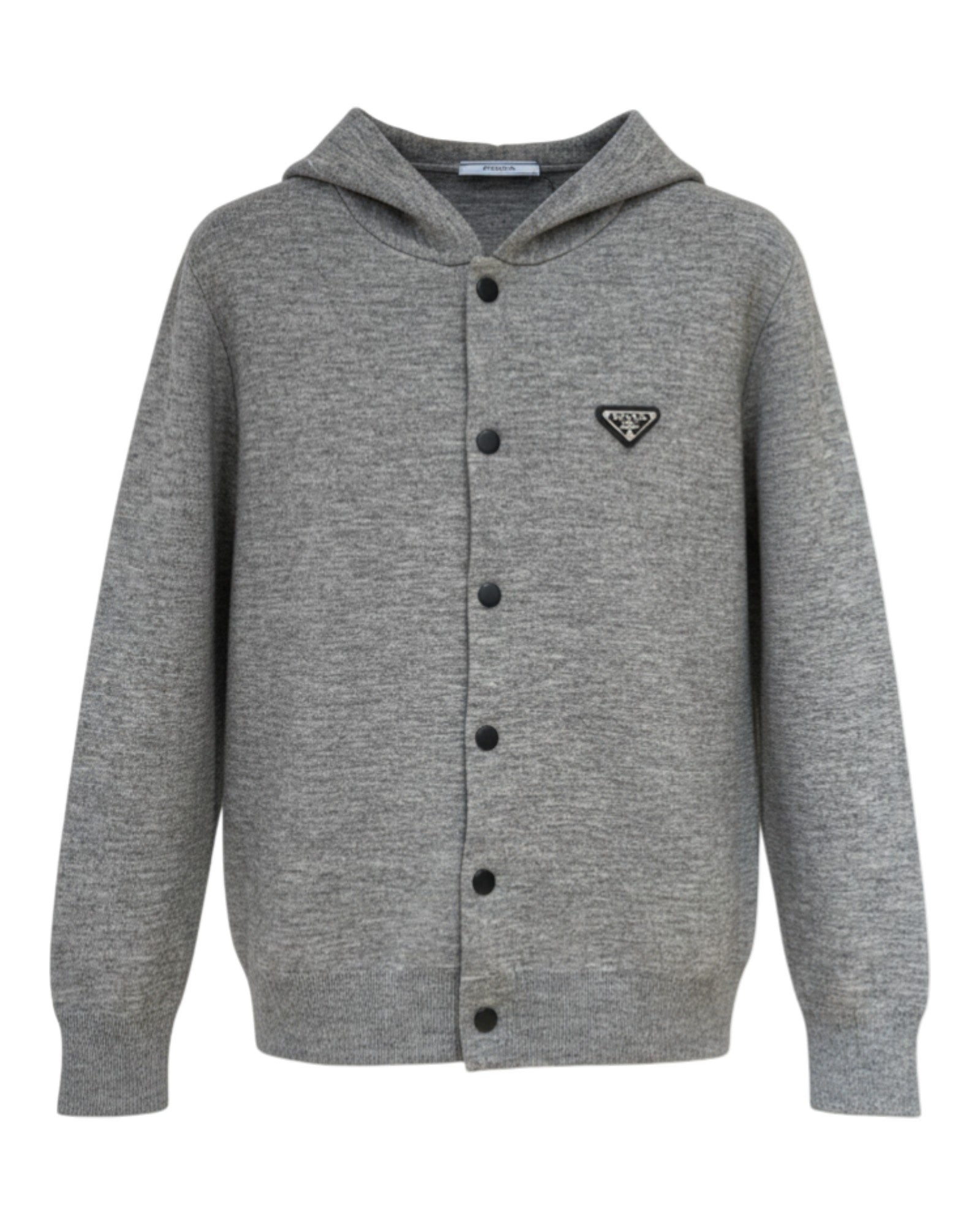 Sweat à capuche et à bouton gris Prada